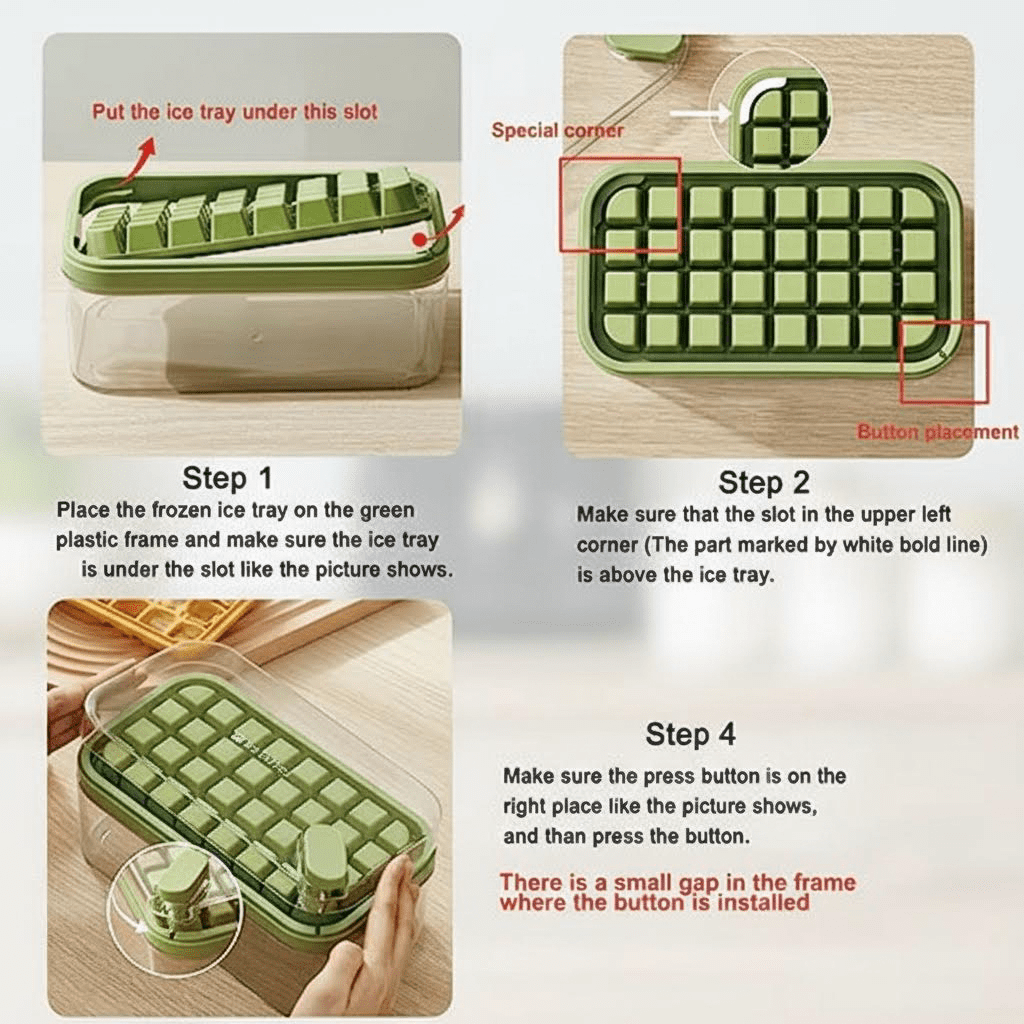 2-Pack Large Capacity Ice Cube Trays with Lids and Storage Bin, 64-Cube Silicone Mold for Freezer, Easy Fill and Release, BPA-Free, Green