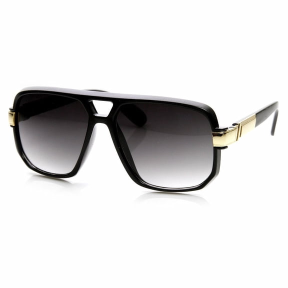Sunglasses Men Square Aviator Style Gold Frame Shades Hip Hop Shades Black Lens