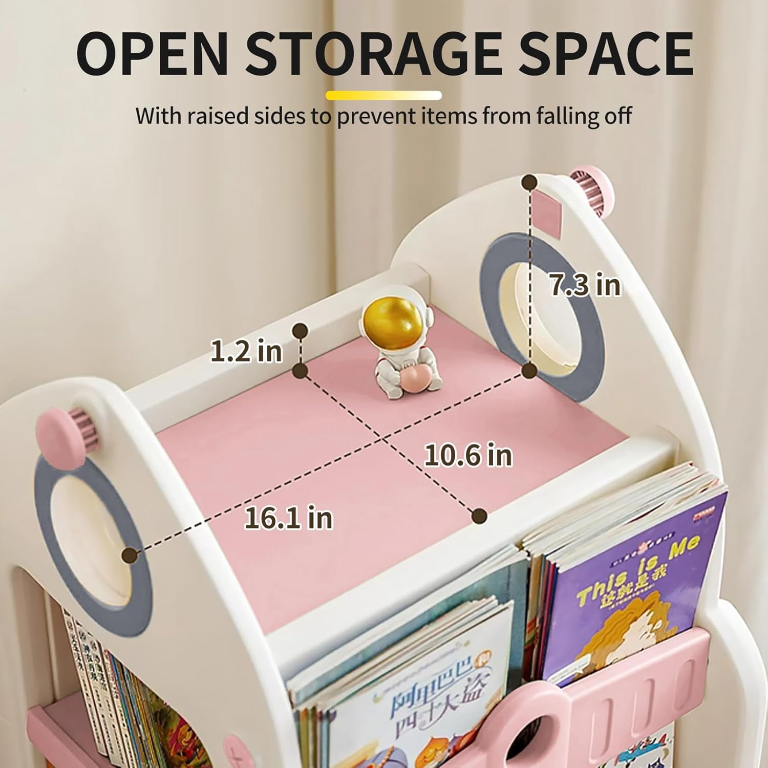 UNICOO® Kids Rocket Toy & Bookshelf Storage Organizer(Pink)