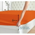 thumbnail image 6 of 1000 Thread Count 4 Piece Quality Sheet Set 15 Inch Deep Pocket 100% Egyptian Cotton Color Orange Stripe Size Queen, 6 of 6