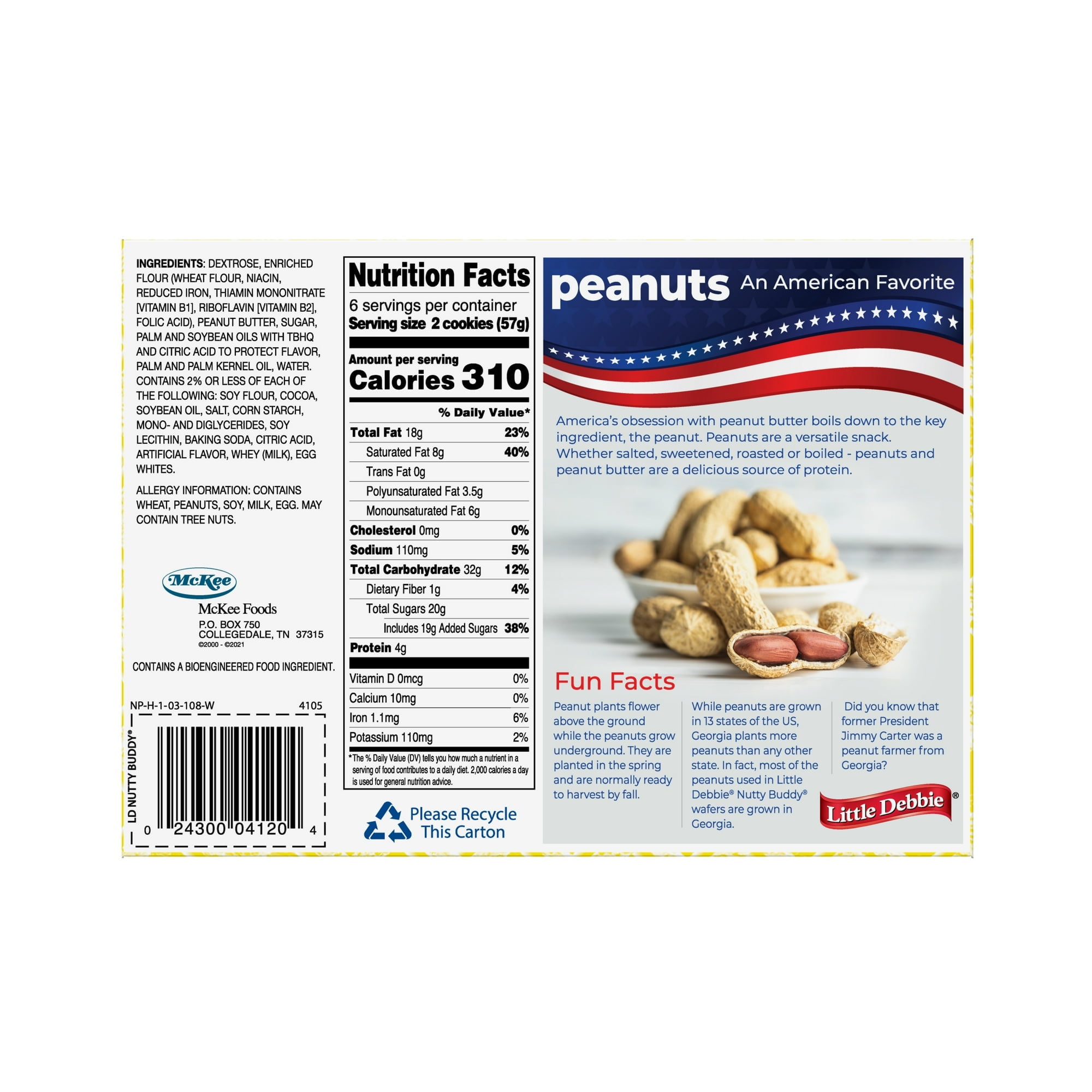 Little Debbie Nutty Buddy Wafer Bar 12 oz 12 count (Pack of 6)