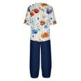 thumbnail image 5 of Nrmvnmi Women's Summer 2 Piece Outfits Casual Floral Prints Short Sleeve Pajama Tops Wide Leg Pants Lounge Sets Tracksuits Mothers Day Gifts, 5 of 5
