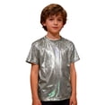 thumbnail image 4 of EnJoCho Girls Sparkly Short Sleeve T Shirt Kids Shinny Crew Neck Loose Fit Pullover Tops Summer Trendy Casual Shirts, 4 of 5
