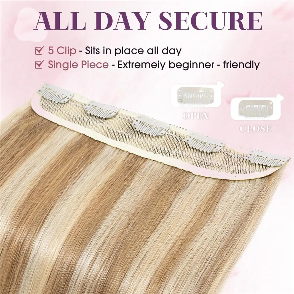 Clip In Extensions 100G Human Hair 5 Clips Straight P8/613 Light Brown Mix Bleach Blonde Color Clip Ins