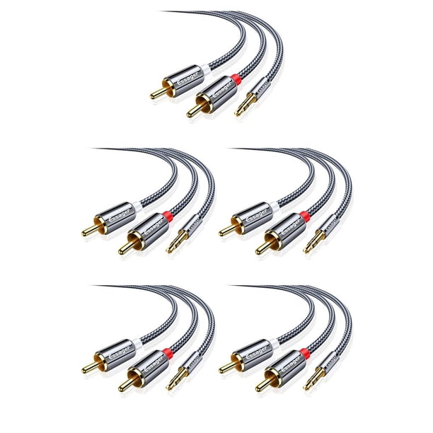 Cateissary RCA Cable de Audio Jack 3,5 a 2 RCA Cable 3,5mm Jack a 2RCA Splitter Cable para TV PC amplificadores DVD Cable de altavoz Type5 NO5