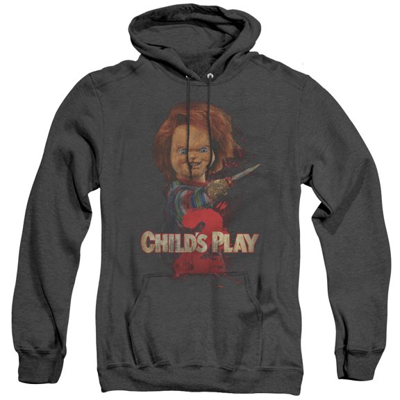 Child's Play 2 Here's Chucky Adult Heather Hoodie Sweatshirt Black