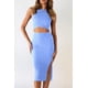 thumbnail image 3 of Vestido PRETTYGARDEN Midi Ajustado Sin Mangas con Corte Azul Claro M, 3 of 5