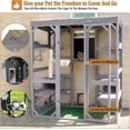 thumbnail image 3 of Aivituvin Large Catio Outdoor Cat Enclosure with Condos, Wood Window Catio Walk in Cat House, Kitty Shelter Indoor with with Door, Platform 70" Gray, 3 of 8