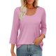 thumbnail image 5 of Camiseta blanca para mujer,Blusa de lentejuelas para mujer, manga 3/4, cuello redondo, corte holgado, poliéster, ideal para fiestas informales, sopatenor, 5 of 9