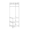 thumbnail image 1 of Freestanding Corner Coat Rack with 2 Shelves - Multi-Functional Hall Tree for Entryway, Bedroom (170cm Height, Steel/Plastic), 1 of 7