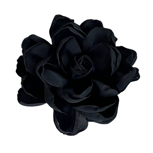 Broche de flores de 10 cm, horquilla hecha a mano para el pelo para fiestas, mamás, día de San Valentín, damas Negro