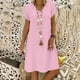 thumbnail image 5 of Vestido holgado de algodón con cuello en V para mujer: manga corta, color liso, vestido informal de verano, lavable a máquina, tallas S-XXXXXL, 5 of 8