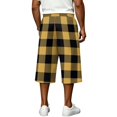 thumbnail image 6 of JoveMarine Men's Plaid Cargo Shorts Loose - Summer Work Shorts with Multiple Pockets, Knee-Length Relaxed Fit for Daily Wear,Yellow 3XL, 6 of 6