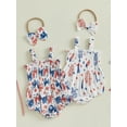 thumbnail image 3 of BemeyourBBs Baby Girls Rompers Independence Day Summer Jumpsuits with Headband, 3 of 9
