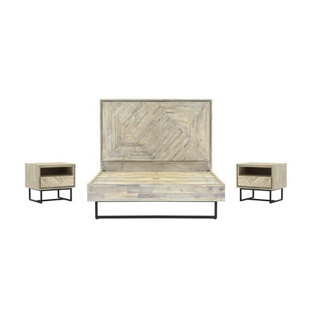 Armen Living Peridot 3-Piece Modern Wood Queen Bedroom Set in Natural