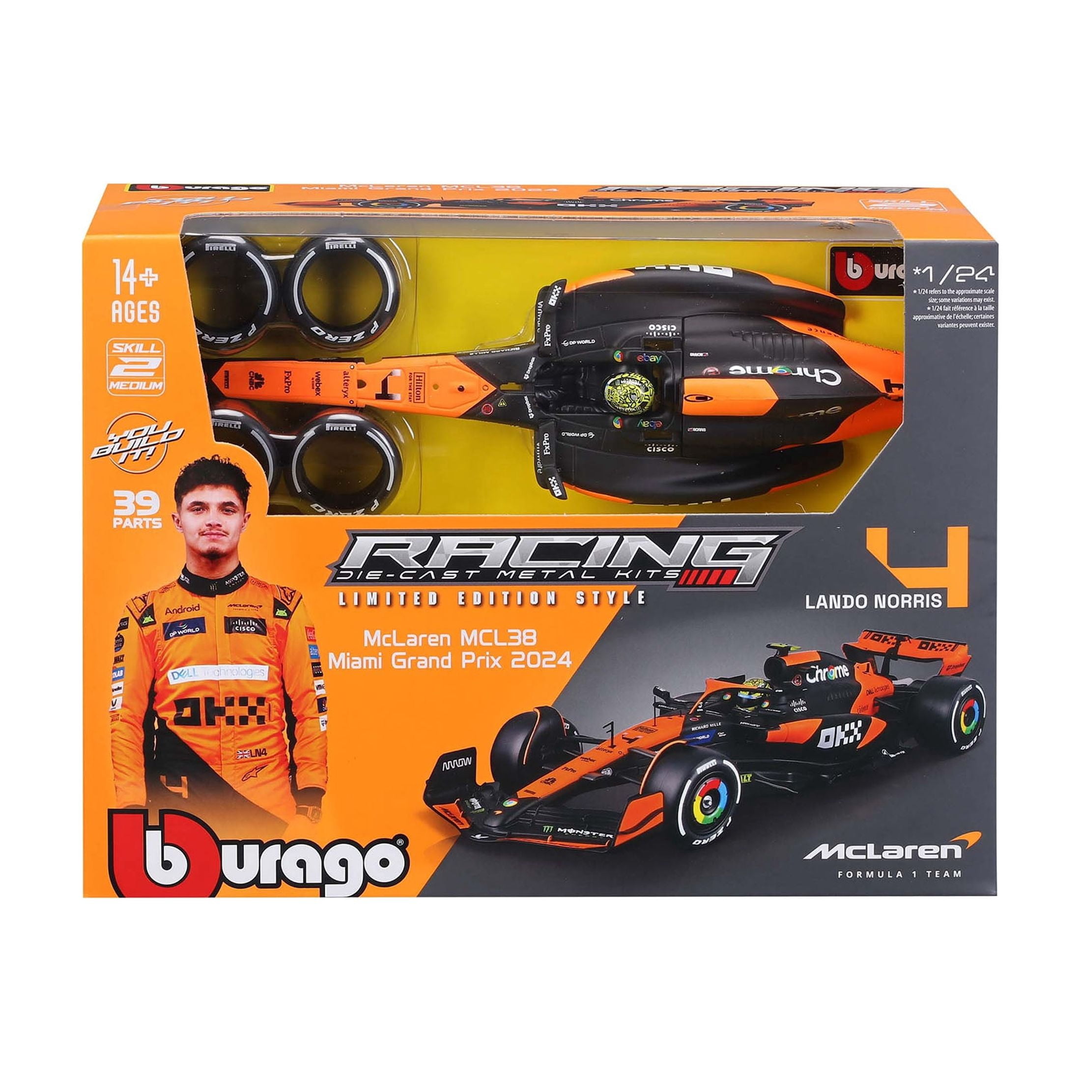 1:24 Race Formula McLaren MCL38 Model Kit Play Vehicle with Helmet, 2024