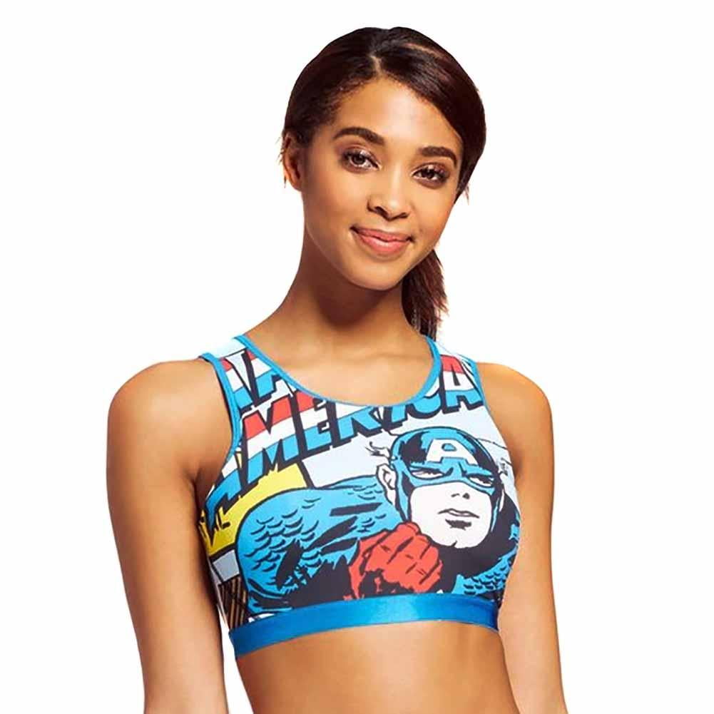 Marvel Captain America Super Hero Trendy Bralette Sports Bra Tween Large