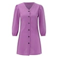 thumbnail image 2 of Ketyyh-chn99 Blouses pour Femmes Mode Chic Grande Taille Décontracté Plage Robe d'Été Combinaisons Manches à Volants Shorts Robe Courte Violet,m, 2 of 4