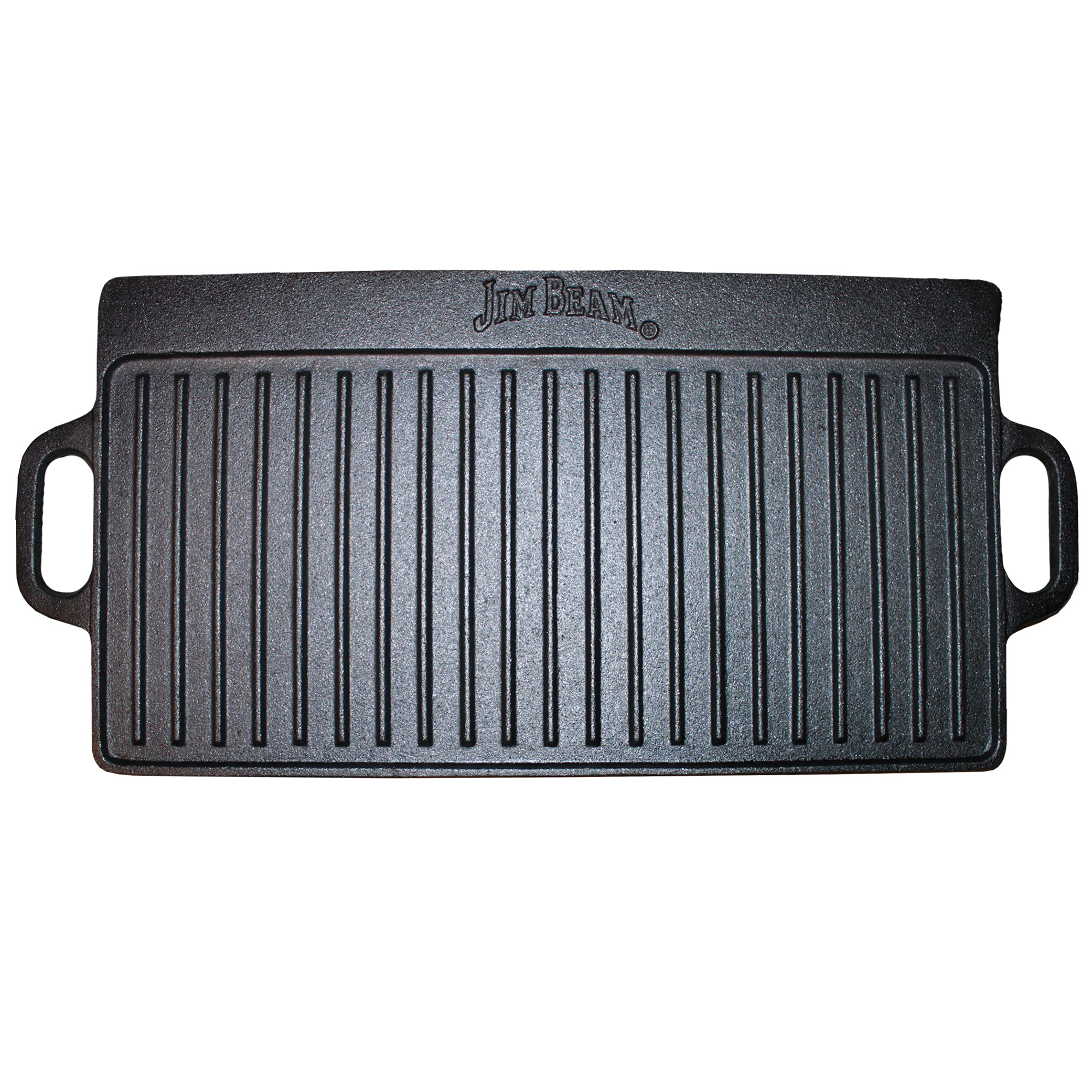 Jim Beam Skillet Pre Seasoned Heavy Duty Construction Double Sided Cast Iron Griddle Pan with Superior Heat Retention, 20"x1"x9"