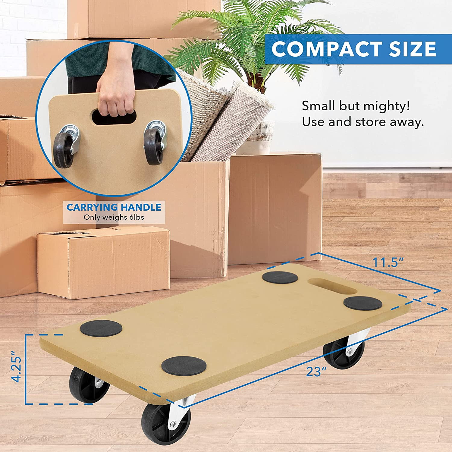 Mount-It! Two Small Platform Wooden Mover Dolly