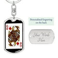 thumbnail image 2 of Queen Of Diamonds Poker Card Keychain Dog Tag Stainless Steel or 18k Gold, 2 of 16