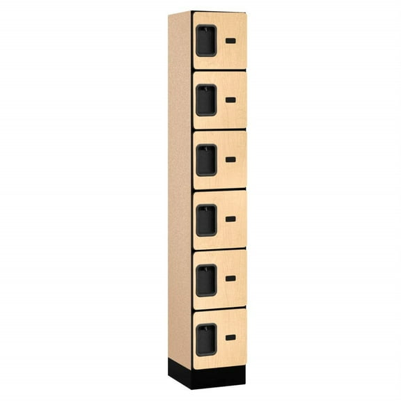 12" Wide Six Tier Box Style Designer Wood Locker - 1 Wide - 6 Feet High - 15 Inches Deep - Maple