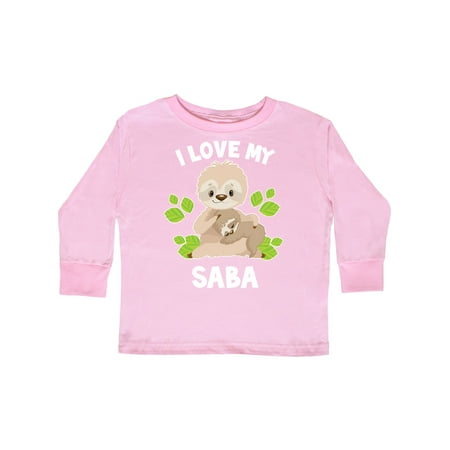 

Inktastic Cute Sloth I Love My Saba with Green Leaves Gift Toddler Boy or Toddler Girl Long Sleeve T-Shirt