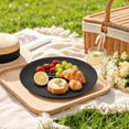 thumbnail image 4 of Leodye 1PCS Wood Grain Plastic Round Dinner Plates Lightweight Reusable Tableware Dishes for Household Daily Food Serving -7.68 × 0.98 in, 4 of 4