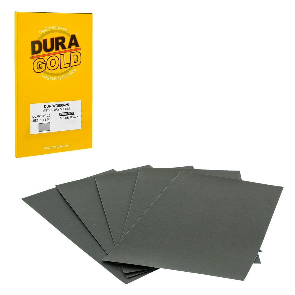 Wet or Dry 600 Grit Professional cut to 51/2" x 9" Sheets Color