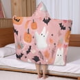 thumbnail image 5 of Pastel Halloween Pattern Hooded Bath Towel，50"x30" for Ages 3 To 12 Kids, Quick Dry Lightweight Soft Microfiber Hood Beach Towel Cover Up for Kids, 5 of 7
