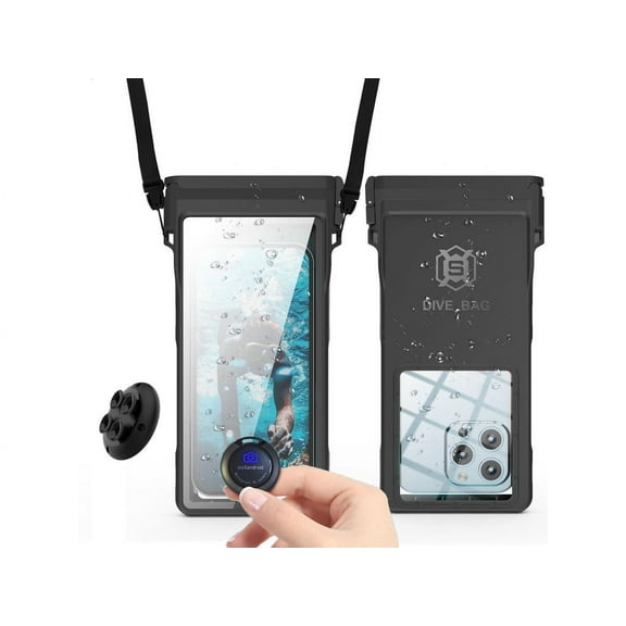 Waterproof Phone Pouch Case with Waterproof Bluetooth Remote Shutter, Underwater Dry Bag for Phone Protector for iPhone 15 14 13 12 11 Pro Max Galaxy S24 S23 S22 Ultra Pixel to 7" for Beach Cruise