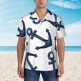 thumbnail image 5 of Uemuo Navy Blue Anchor Printed Regular Fit Short Sleeve Casual Hawaiian Shirt for Men,Aloha shirt,Tropical shirt,Floral print shirt,Vacation Beach shirt-3X-Large, 5 of 9