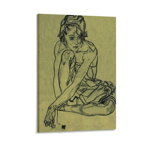 Egon Schiele The Squatting Woman Art Poster Poster Cool Artworks Painting Wall Art Canvas Prints Hanging Picture Home Decor Posters Gift 20x30inch(50x75cm)