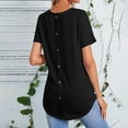 thumbnail image 4 of Women's Short Sleeve Tops Summer Casual Knit Loose Flowy Curved Hem Crew Neck Shirts Soft Breathable Blouses (2XL, Black), 4 of 7