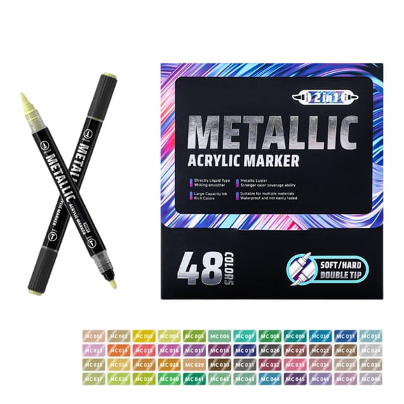 Double Headed Liquid Acrylic Paint Pen Quick Dry Metallic Acrylic Marker for Drawing Scrapbooking Card Making Journaling