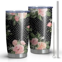 20 Oz Pioneer Flower Coffee Tumbler Double Wall Insulated Stainless Steel Water Bottle | Metal Reusable Thermoses Flask with Cup Cap | Leak & Sweat Proof with Anti-Dust Lid