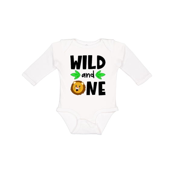 Inktastic Wild and One Cute Lion Birthday Boys or Girls Long Sleeve Baby Bodysuit