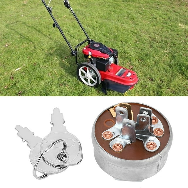 Interrupteur de Démarrage d'Allumage de Tondeuse Durable pour Remplacement Facile - Inclut 2 Clés et Écrou