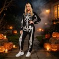 thumbnail image 2 of BOOMNY Halloween Womens Jumpsuit Gothic Hallowmas Skeleton Graphic Long Sleeve Hooded Pjs Jumpsuit Cozy Warm Loungewear Homewear, 2 of 4