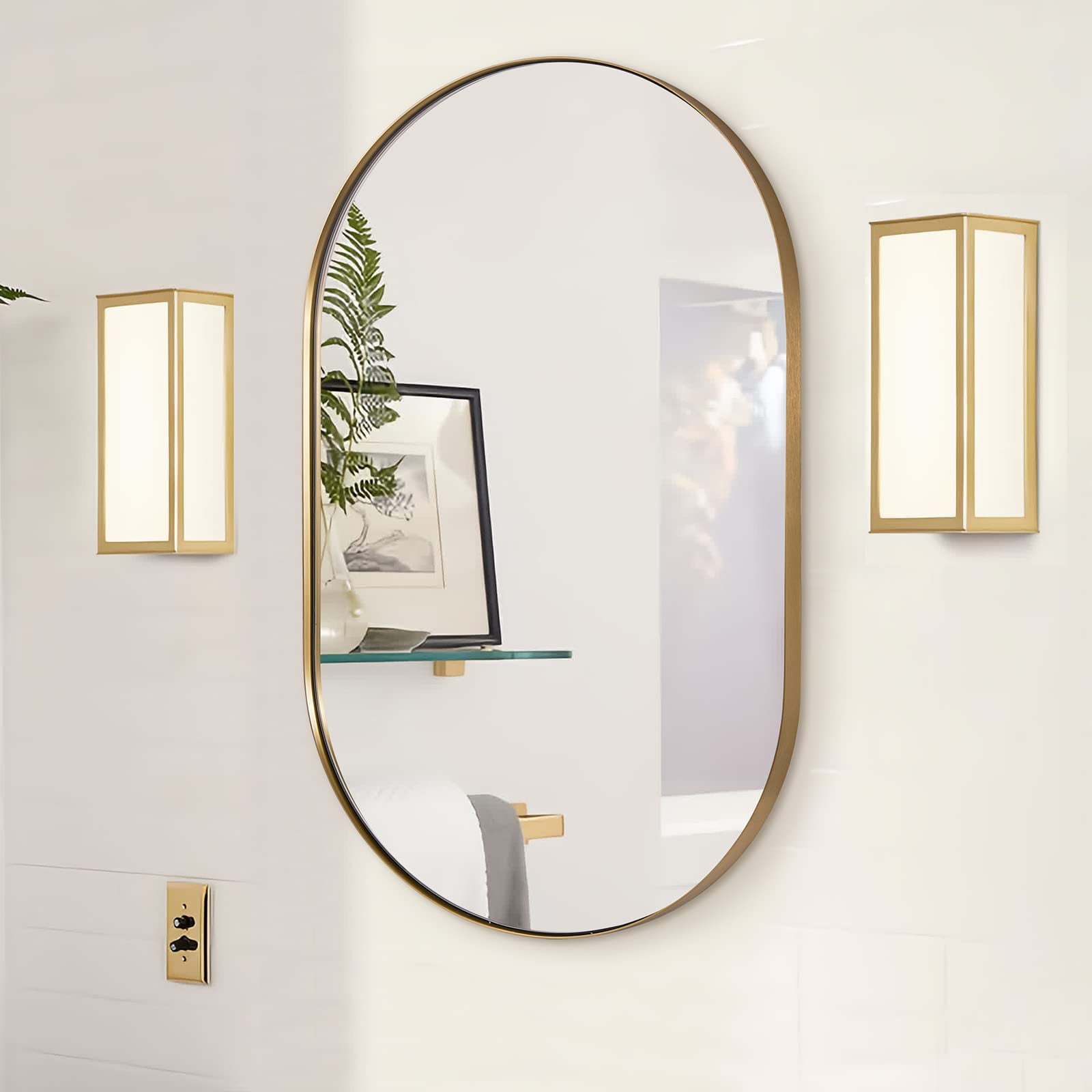ANDY STAR Gold Oval Mirror, Brass Mirror for Wall, Oval Mirrors for