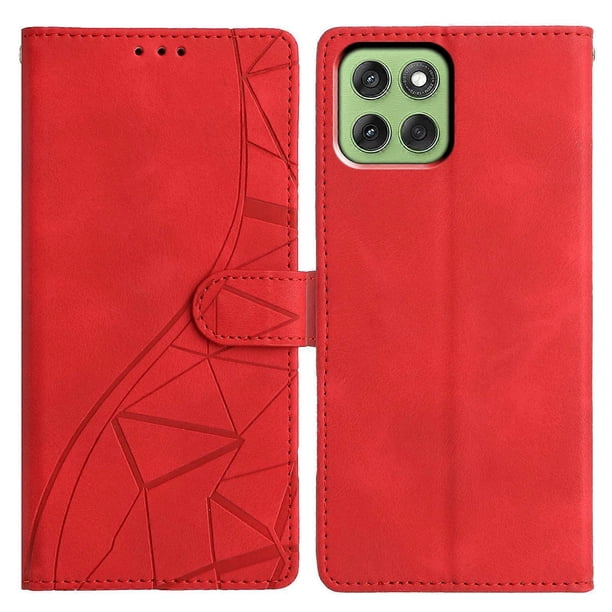 For Motorola Edge 60 Fusion 5G Case Wallet Stand Imprinted Triangle Pattern Leather Phone Flip Cover