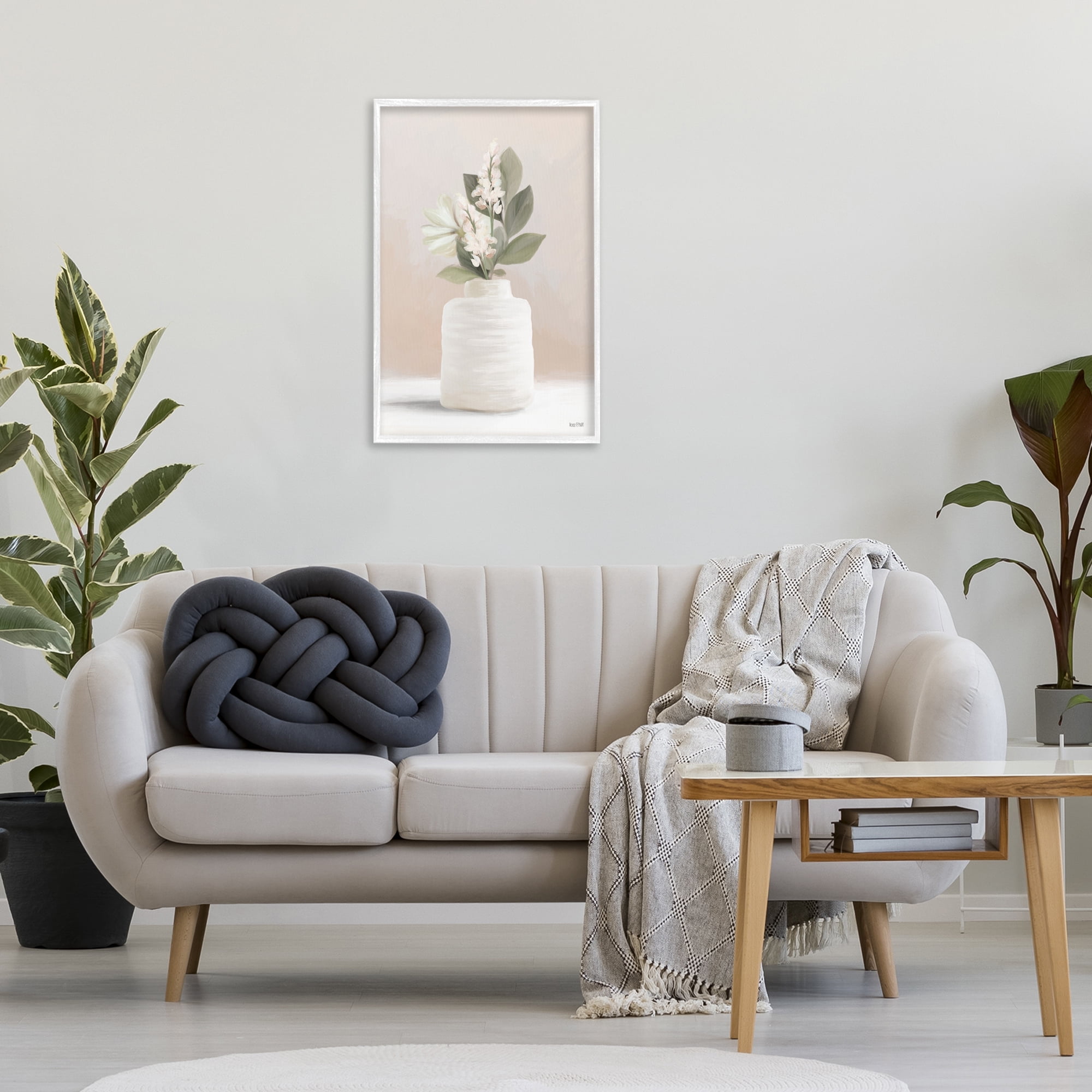 Stupell Industries Simple Potted Herb Botanical & Floral Painting White Framed Art Print Wall Art, 20 x 30