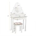 thumbnail image 2 of Gymax Bathroom Wood Vanity Makeup Dressing Table Stool Set White, 2 of 10