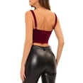 thumbnail image 3 of Allegra K Women's Velvet Zipper Front Sleeveless Cami Crop Top, 3 of 5