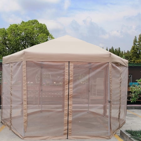 13 Ft Hexagonal Pop-Up Gazebo Tent with Steel Frame Outdoor Canopy for Patio Garden Backyard and Events - Includes Storage Bag and UV Protection | Hexagon 13x13 Ft Outdoor Gazebo Tent