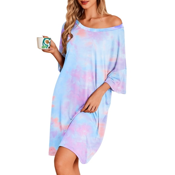 Ekouaer Plus Size Nightgowns for Women Bamboo Viscose Sleepshirts Short Sleeve Nightshirt Oversized Sleepwear Sleepdress