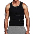 thumbnail image 2 of Men's Neoprene Sauna Vest Elastic Waist Trainer Vest Zipper Tank Top Comfortable Workout Gray Double Belt, 2 of 5