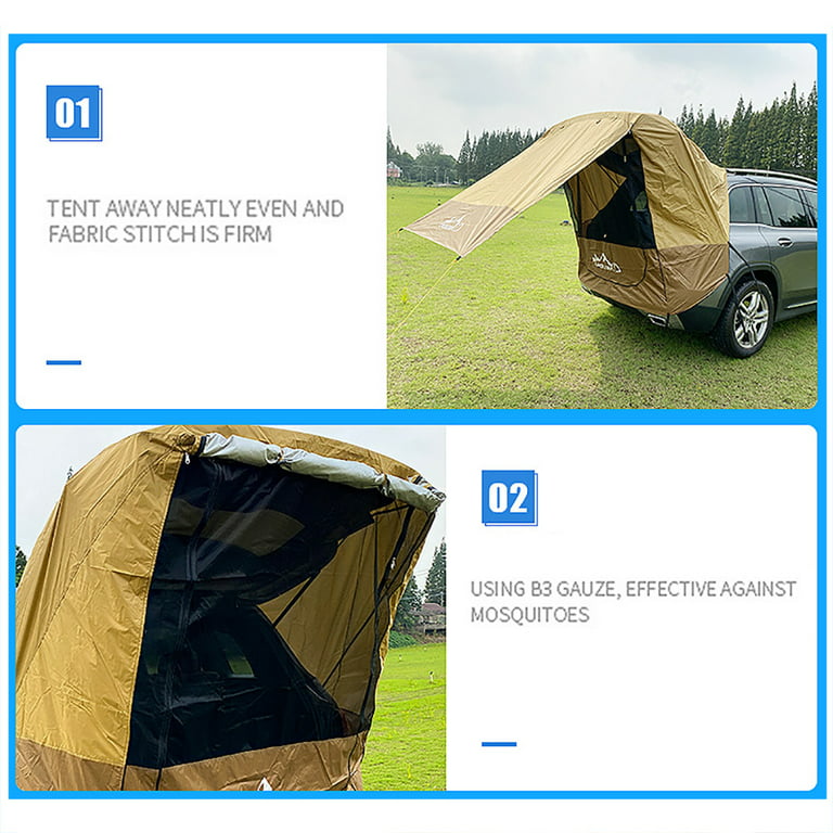 Car Tailgate Tent, Portable Camping Trailer Car Trunk Tent SUV Awning  Shelter Canopy Rear Sunshade 