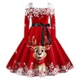thumbnail image 1 of Wyzesi Robes Formelles pour Femmes Noël Robe Classique de Thé pour Femmes Robe à Manches Longues avec Ceinture Robe Évasée de Fête Pyjamas de Noël Costume, 1 of 2