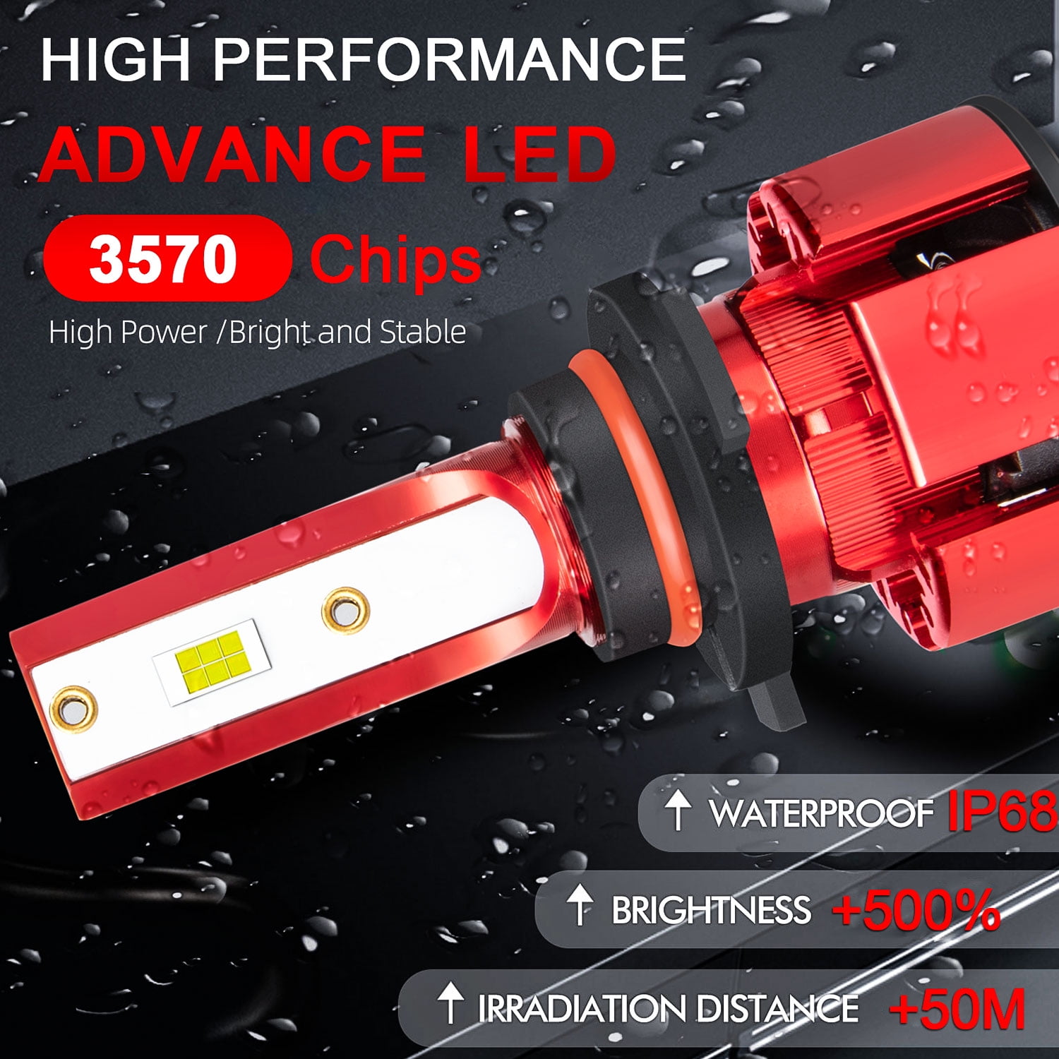 H11 9005 LED Headlight Bulbs for 2007-2019 GMC Sierra 3500 Low Beam/High Beam Lights